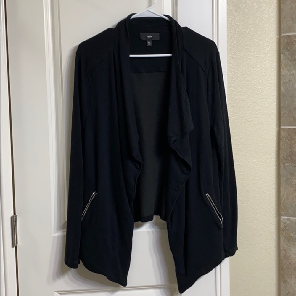 Black cotton draped blazer
